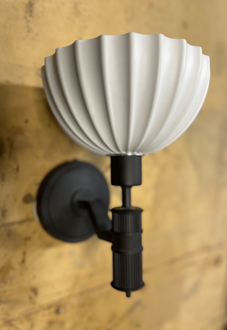 Rigdon Sconce Matte Black with Fluted Ceramic Shade