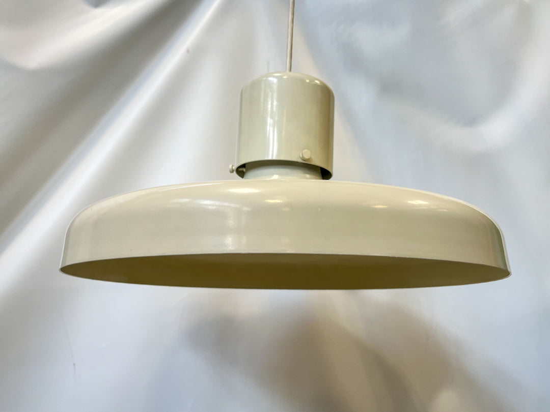 White Enameled Pendant Light C. 1970's