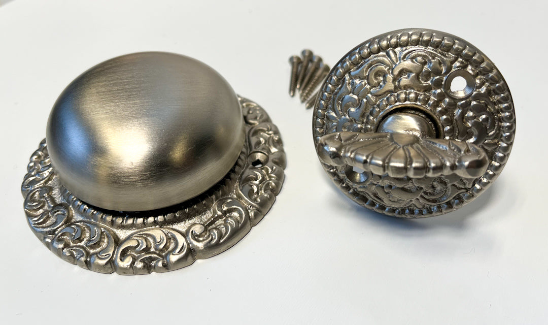 Small Scroll Design Twist Door Bell in Brushed Nickel