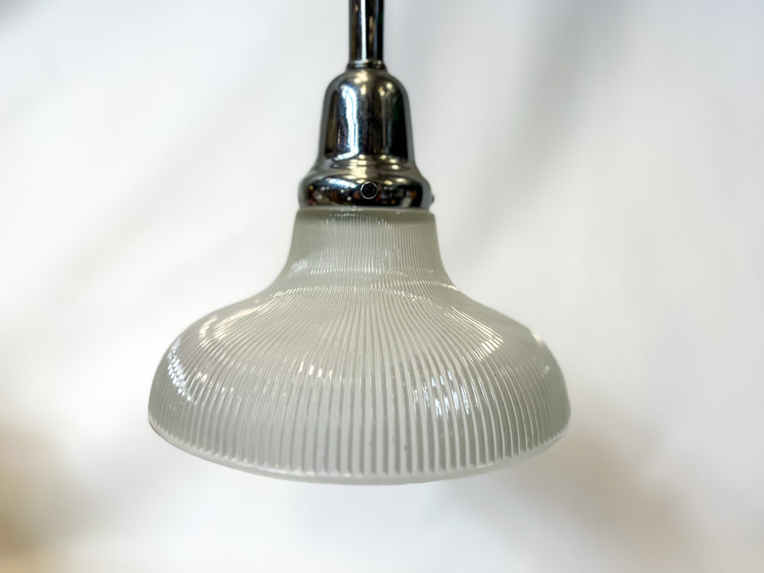 Rejuvenation Coronado Rod Pendant With Holophane Style Shade