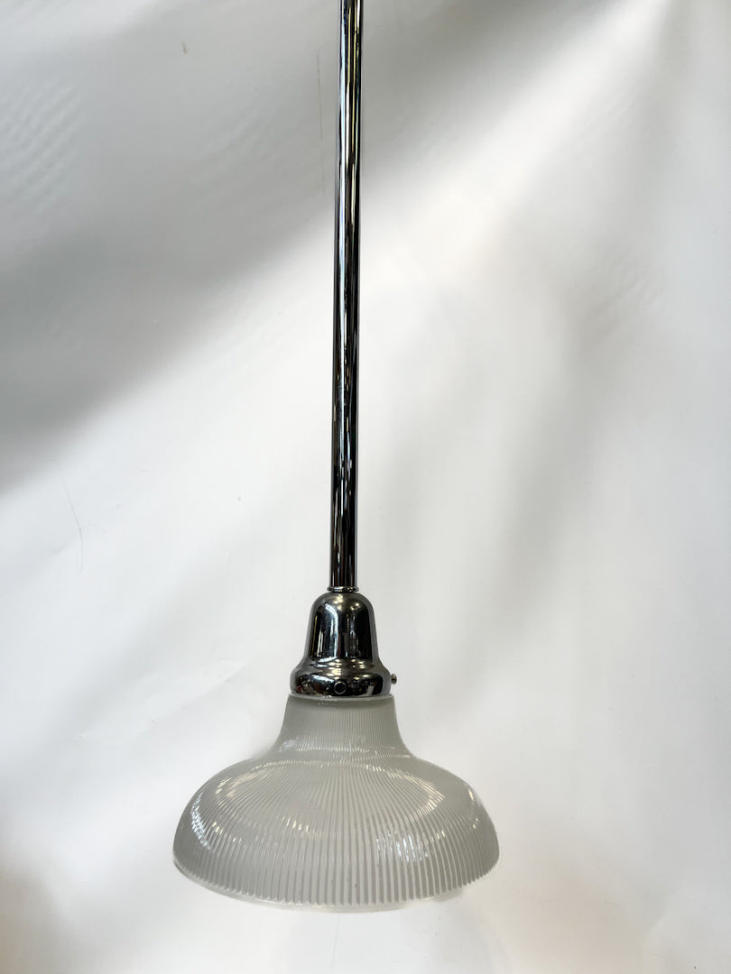 Rejuvenation Coronado Rod Pendant With Holophane Style Shade