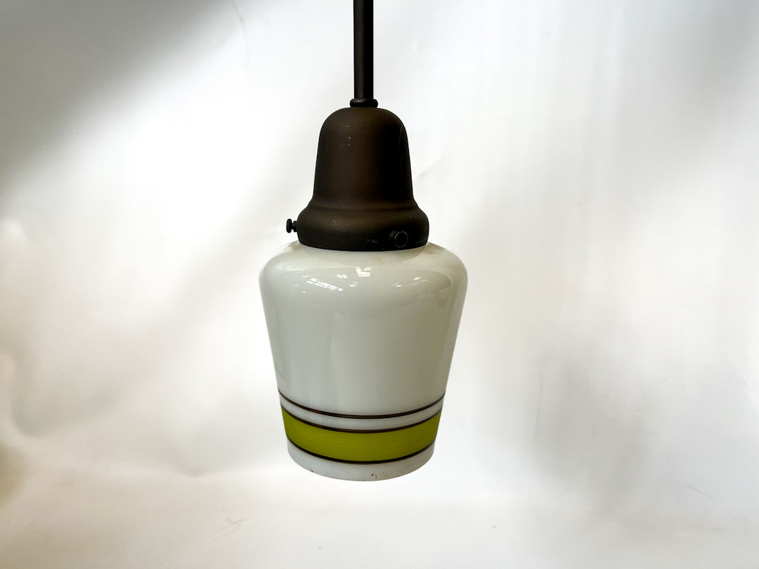 Two Arm Hanging Pendant with Milk Glass Shades - Rejuvenation Deadstock