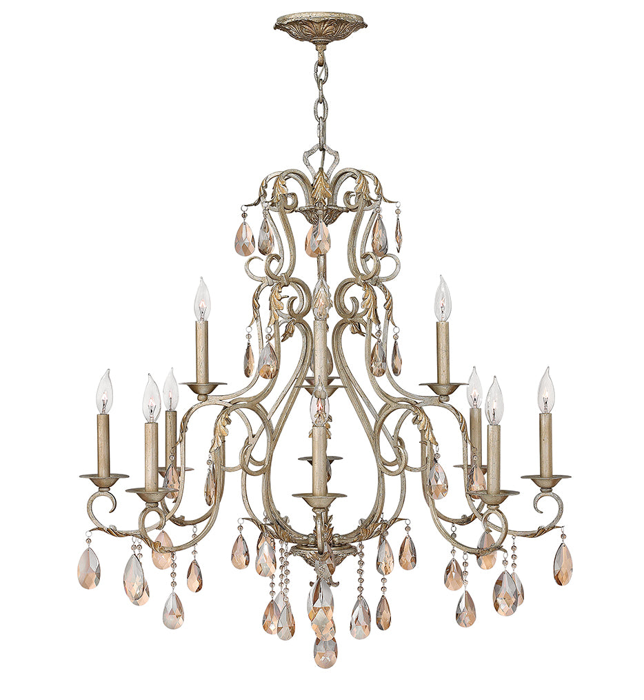 Carlton 35" Chandelier Silver Leaf