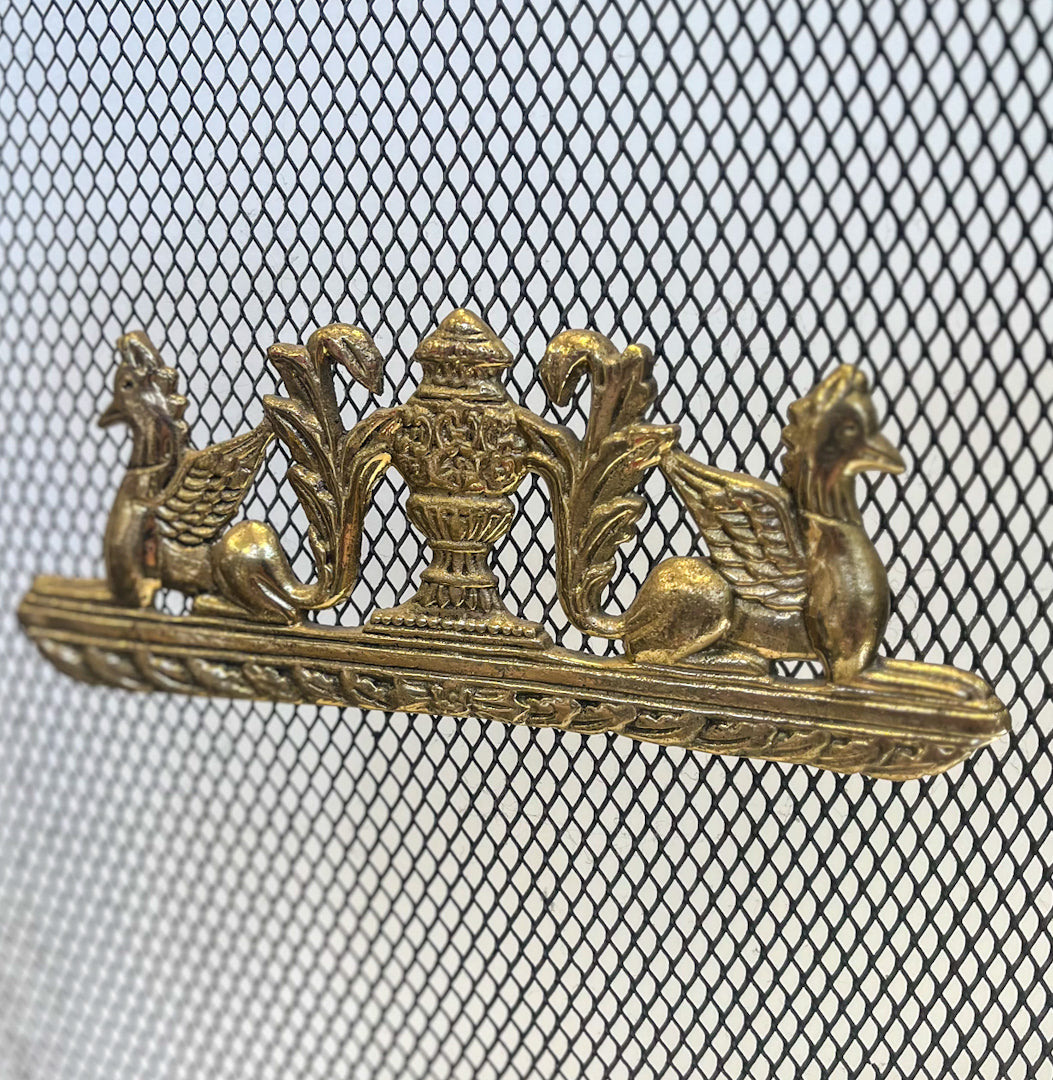 Antique Brass Fireplace Screen + Bellows