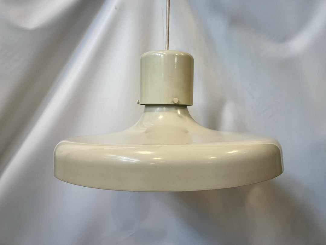 White Enameled Pendant Light C. 1970's