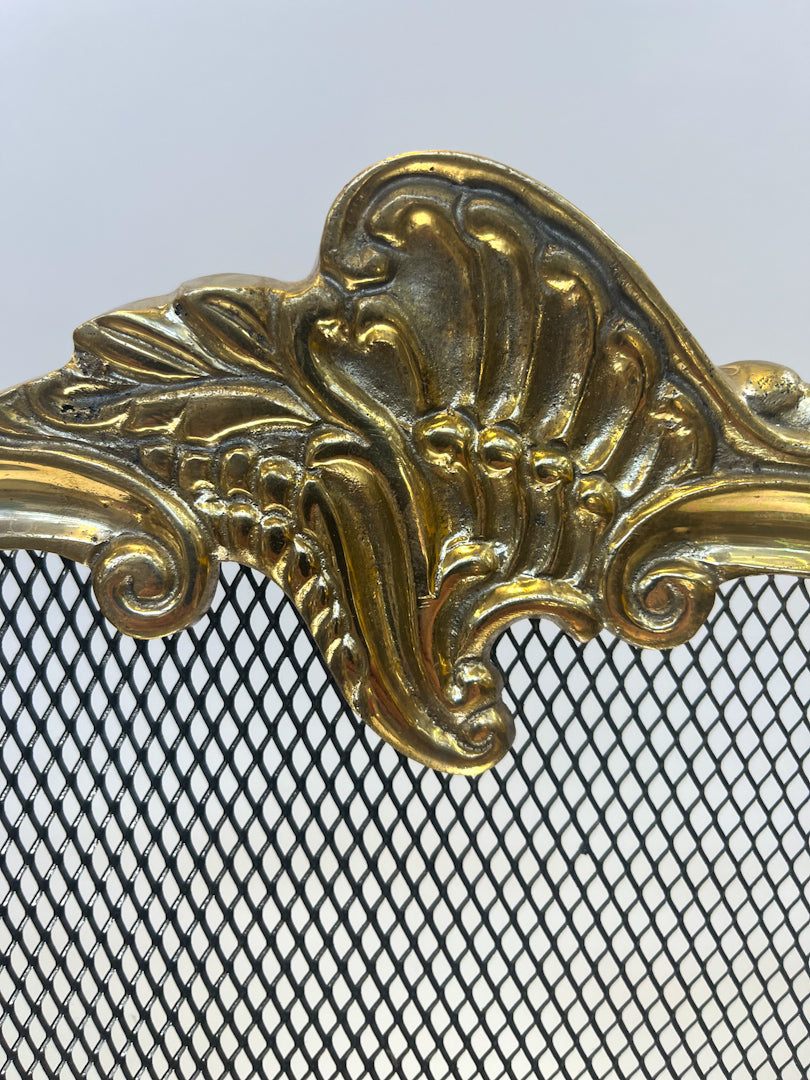 Antique Brass Fireplace Screen + Bellows