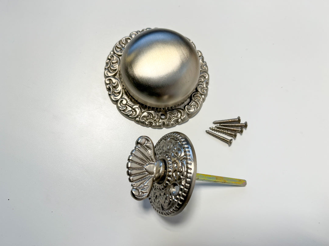 Small Scroll Design Twist Door Bell in Brushed Nickel