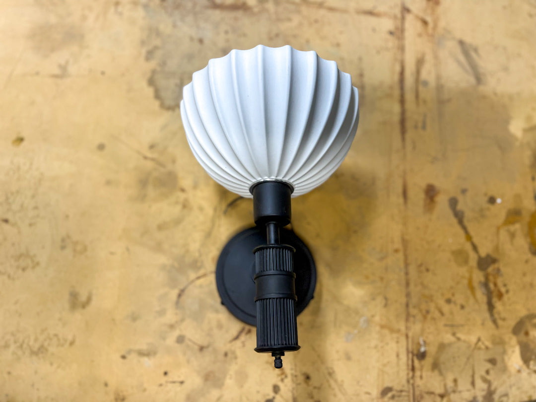 Rigdon Sconce Matte Black with Fluted Ceramic Shade