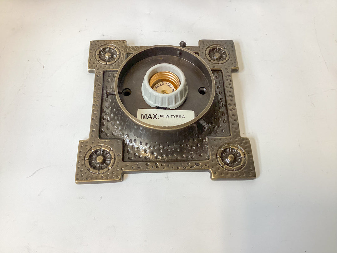 Solid Brass Deco Flushmount Fixture with 3.5” Fitter