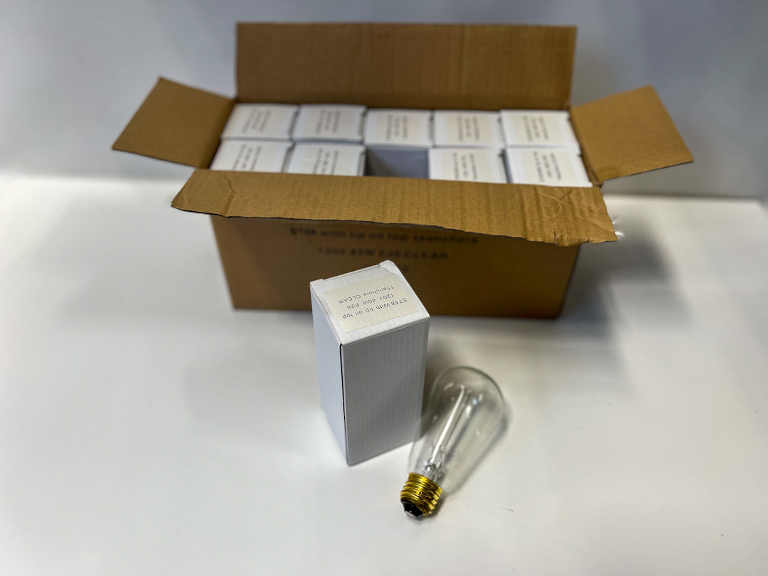 (10pack) Simple Vintage Lighting ST58 Edison Style Light Bulb, E26 Base, 40W / 60W, 120V, Antique Style, Clear, Squirrel Cage Filament