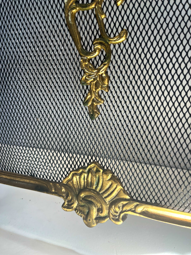 Antique Brass Fireplace Screen + Bellows