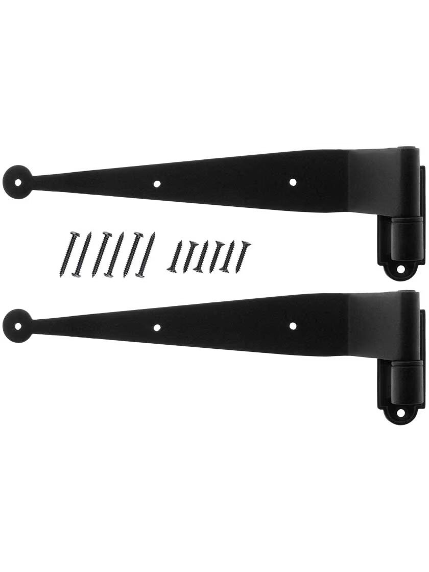 Pair of 1 1/2-Inch Offset Galvanized Iron Shutter Strap Hinges With Plate Pintles. Straps 10’’ Long