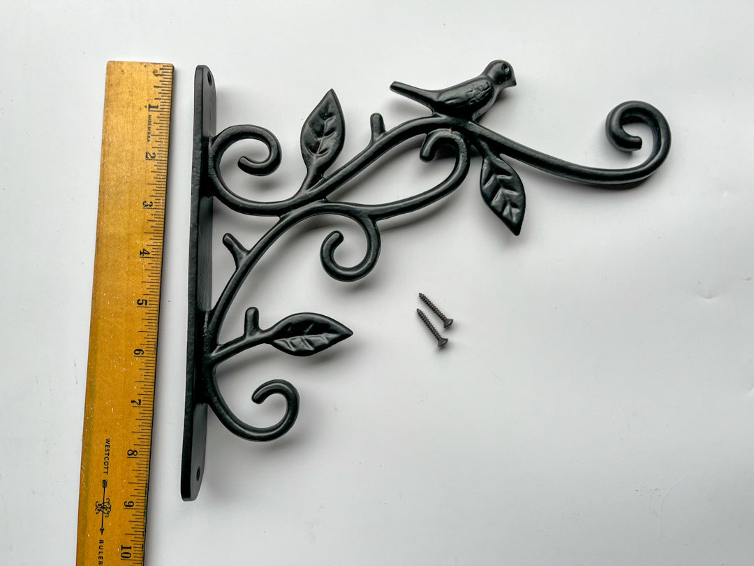 Bird and Leaf Plant Hook - Matte Black