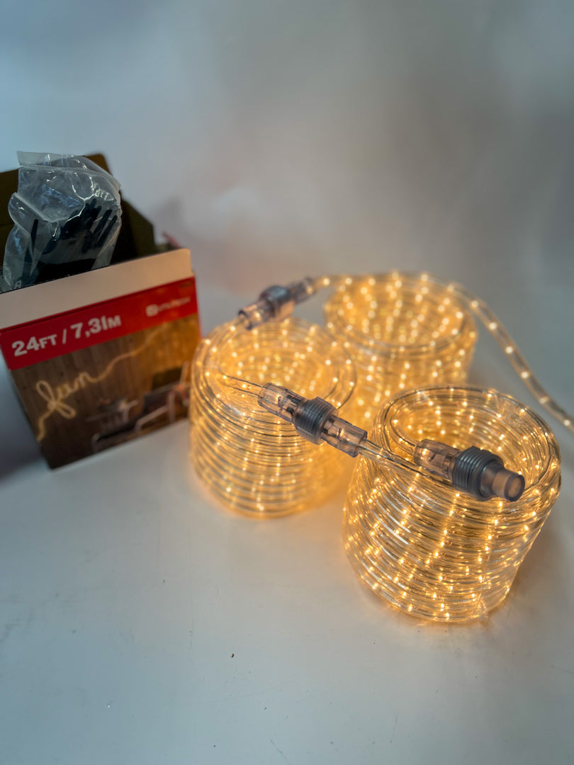 Utilitech 3, 24-foot Extra Bright Rope Light -Linkable for Parties/Balconies/Patios 72ft Total