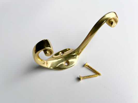 Large Scroll Design Brass Hook