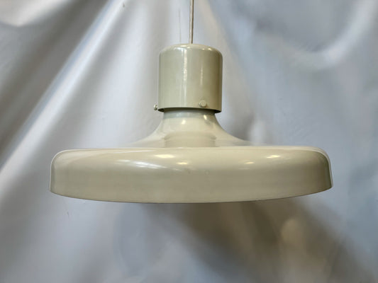 White Enameled Pendant Light C. 1970's