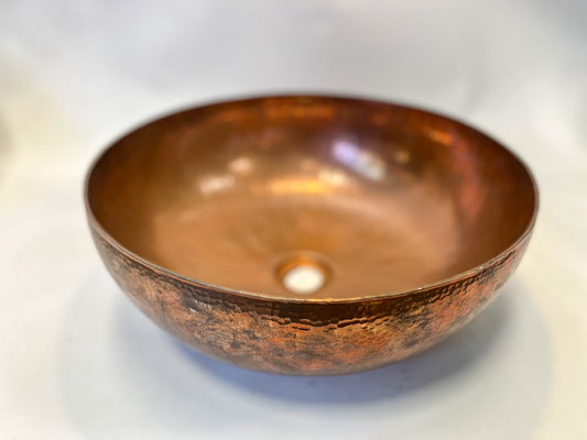 Maestro Hammered Copper Circular Vessel Bathroom Sink by Native Trails