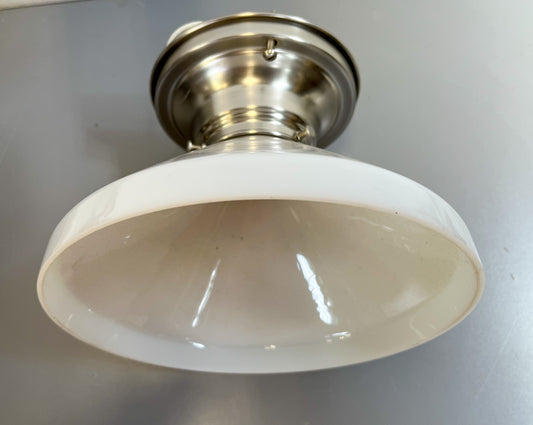 Thurman 2-1/4" Fitter Flush Mount Polished Nickel With Eastmoorland Opal Shade