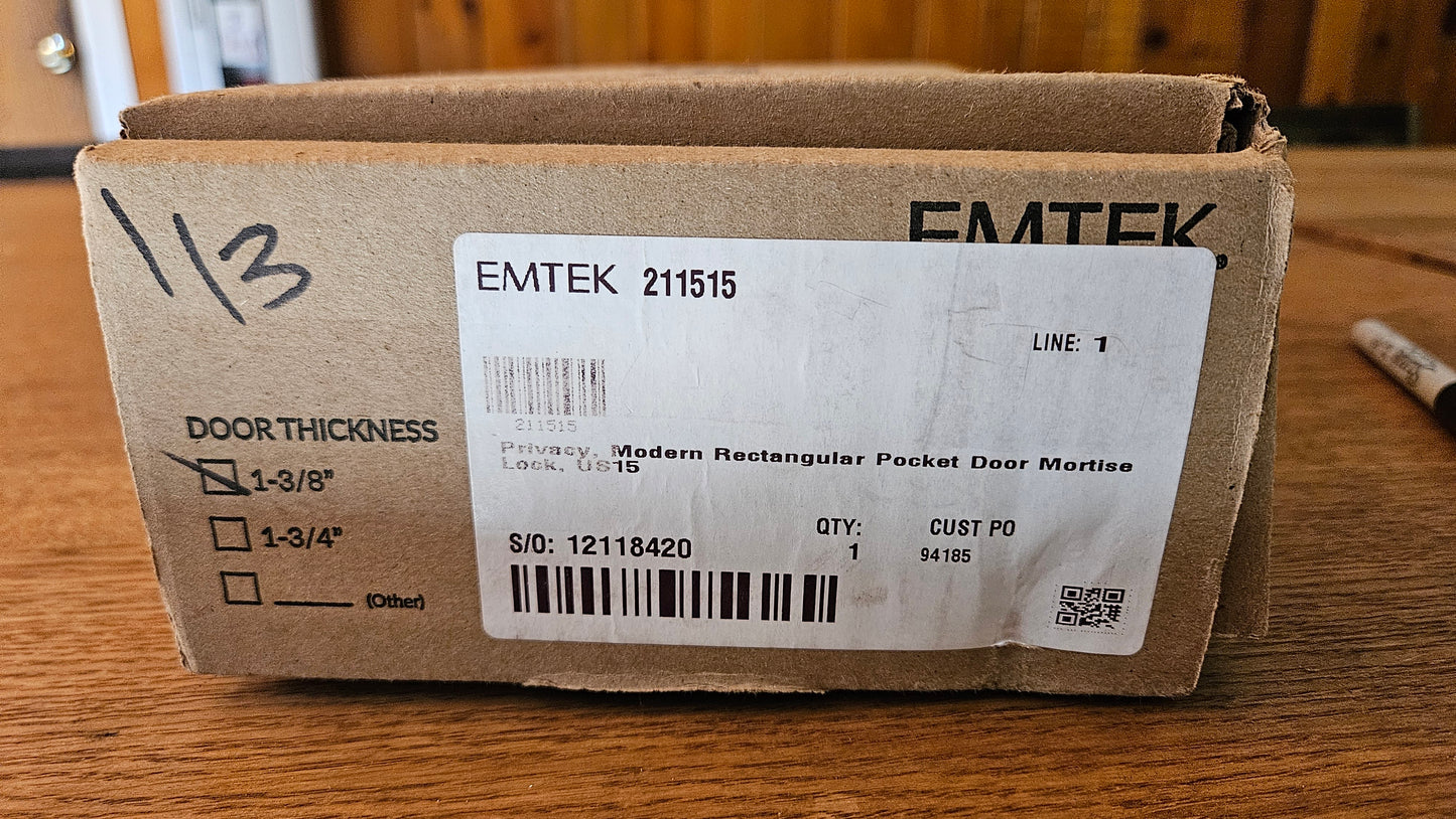 Emtek Modern Rectangular Privacy Pocket Door Mortise Lock (Antique Nickel)