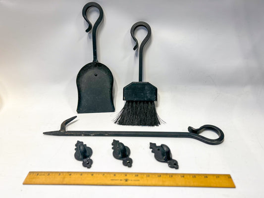 Vintage Wrought Iron Hanging Fireplace Cleaning Set