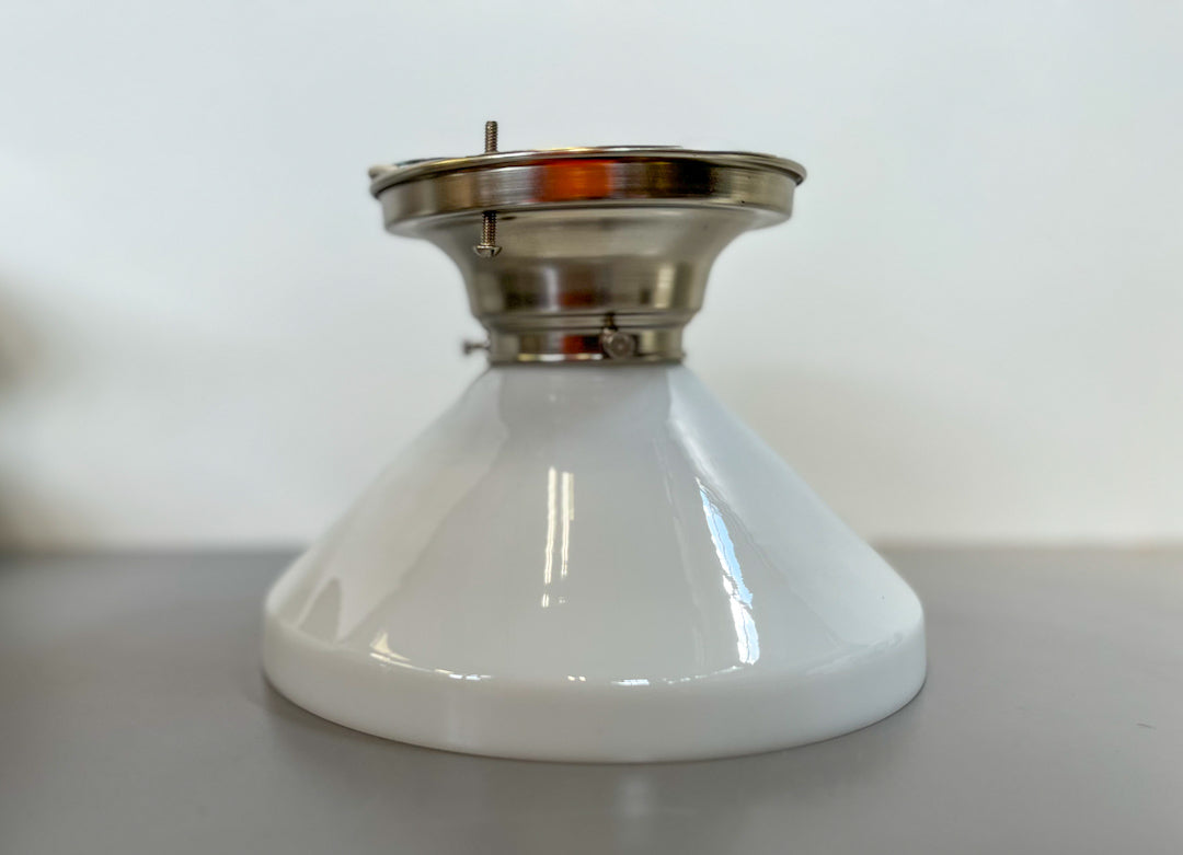 Thurman 2-1/4" Fitter Flush Mount Polished Nickel With Eastmoorland Opal Shade