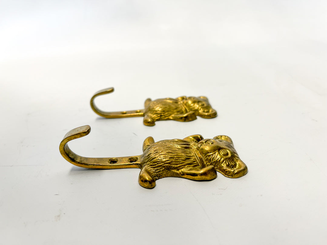 Solid Brass Teddybear Coat Hooks (Pair)