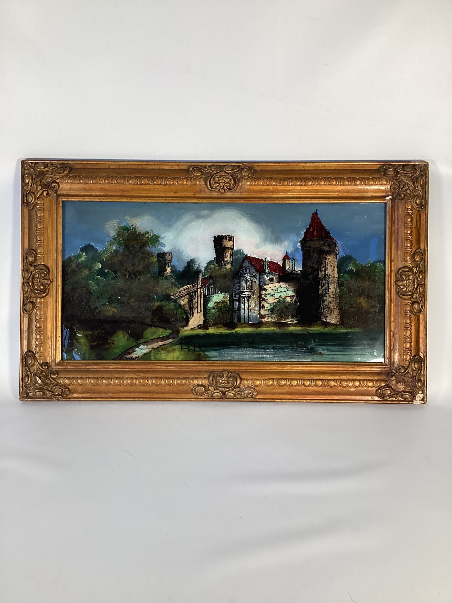 Verre Eglise Reverse Painting “A Glimpse of the Castle”