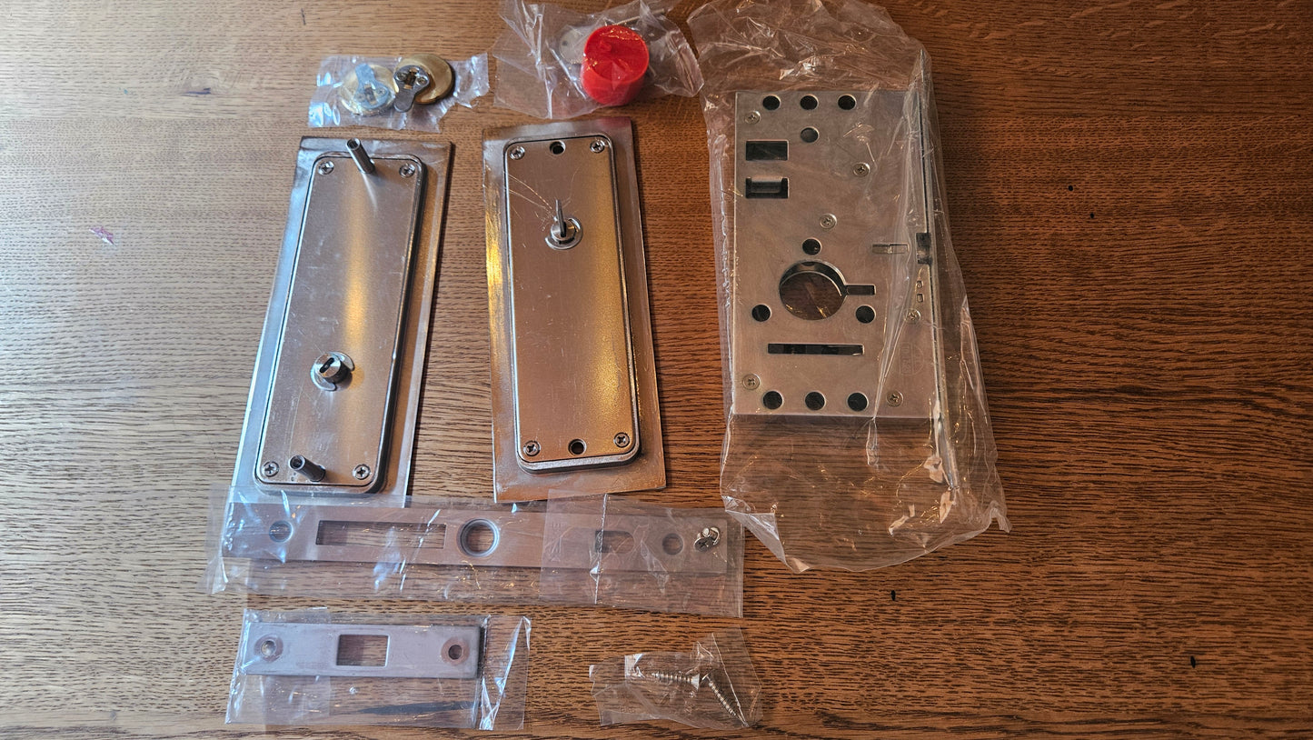 Emtek Modern Rectangular Privacy Pocket Door Mortise Lock (Antique Nickel)