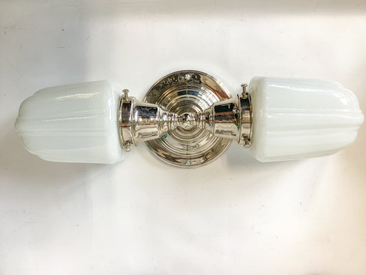 Schoolhouse Deco 2-Light Nickel Opal Glass Bath Bar
