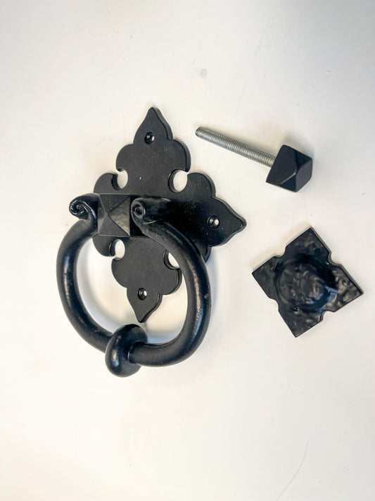 Cast Iron Door Knocker Fleur de Lis Ring