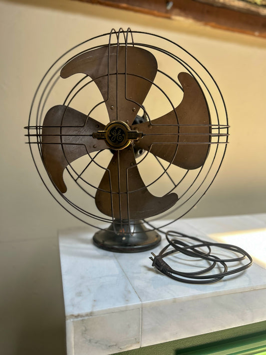 Vintage 1950s Industrial General Electric Table Fan