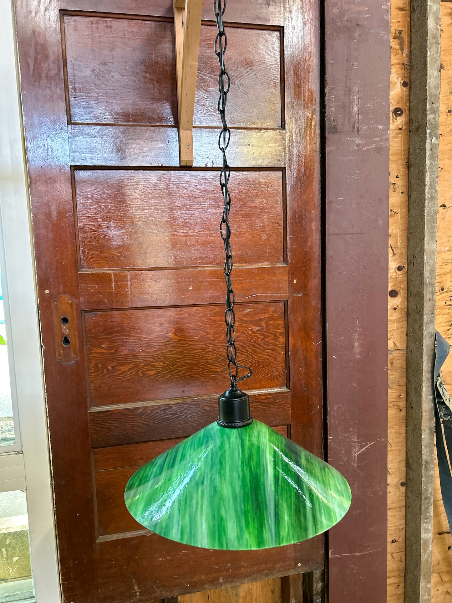 Green Stained Glass Pendant Light