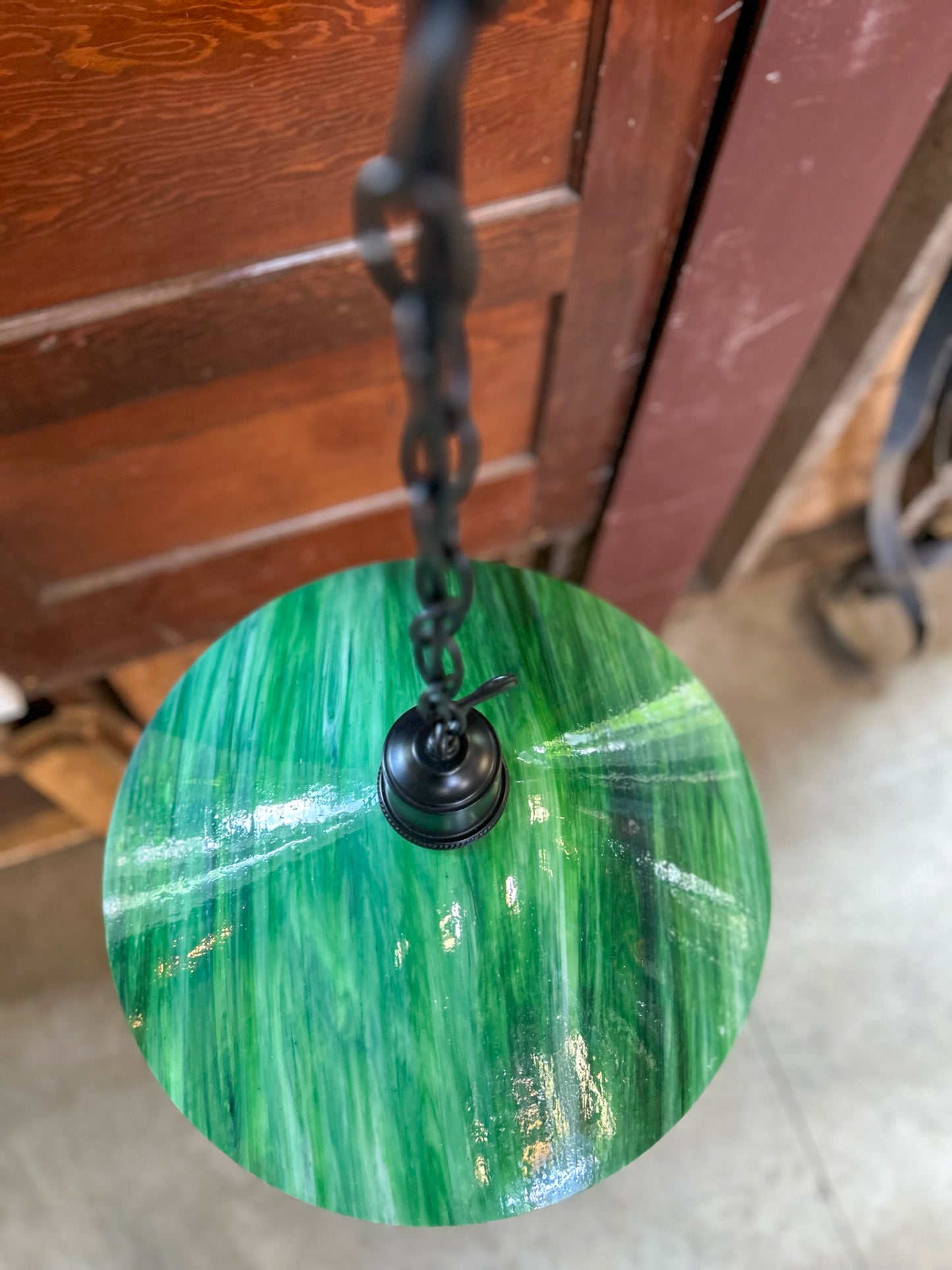 Green Stained Glass Pendant Light