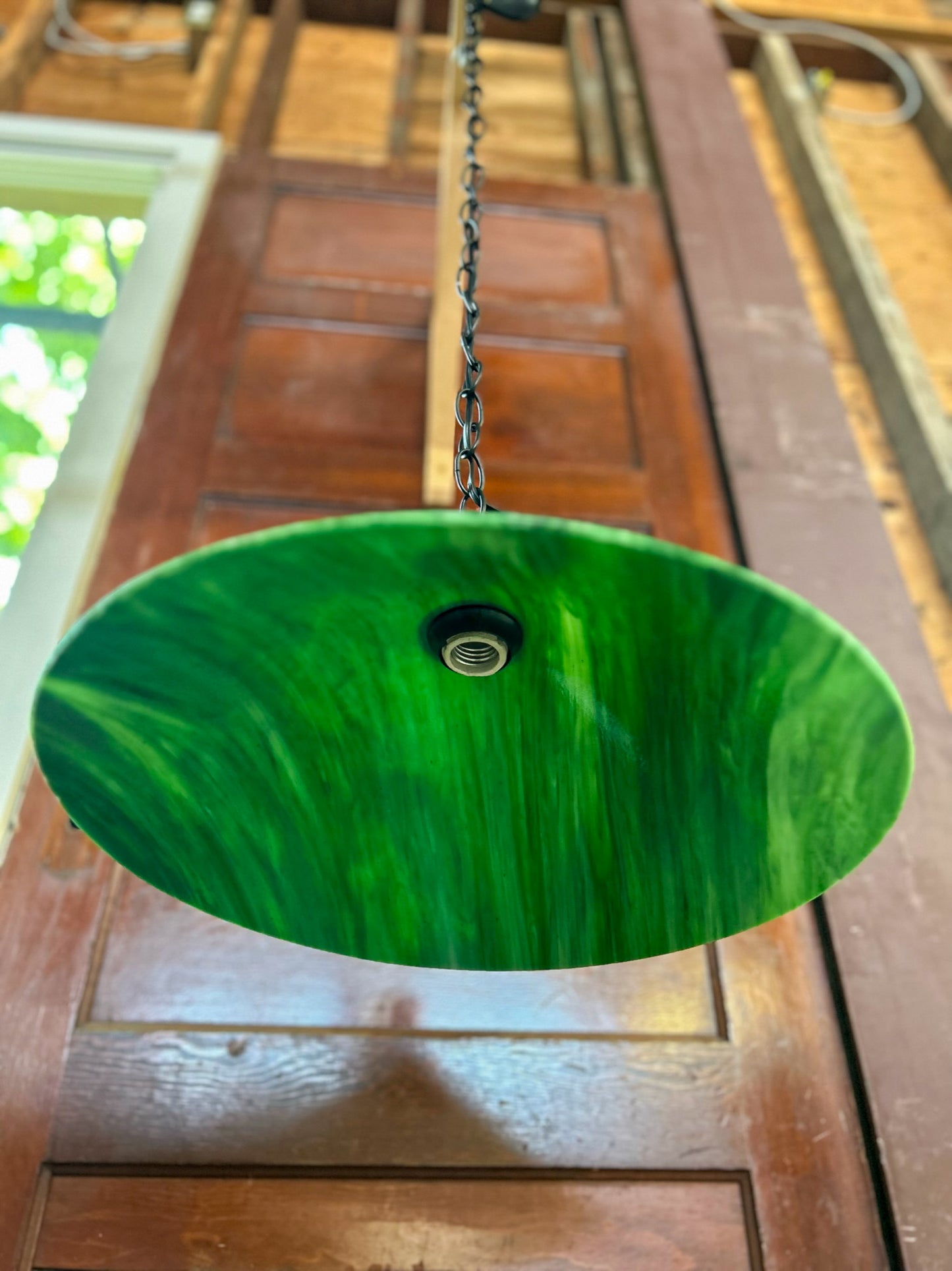 Green Stained Glass Pendant Light