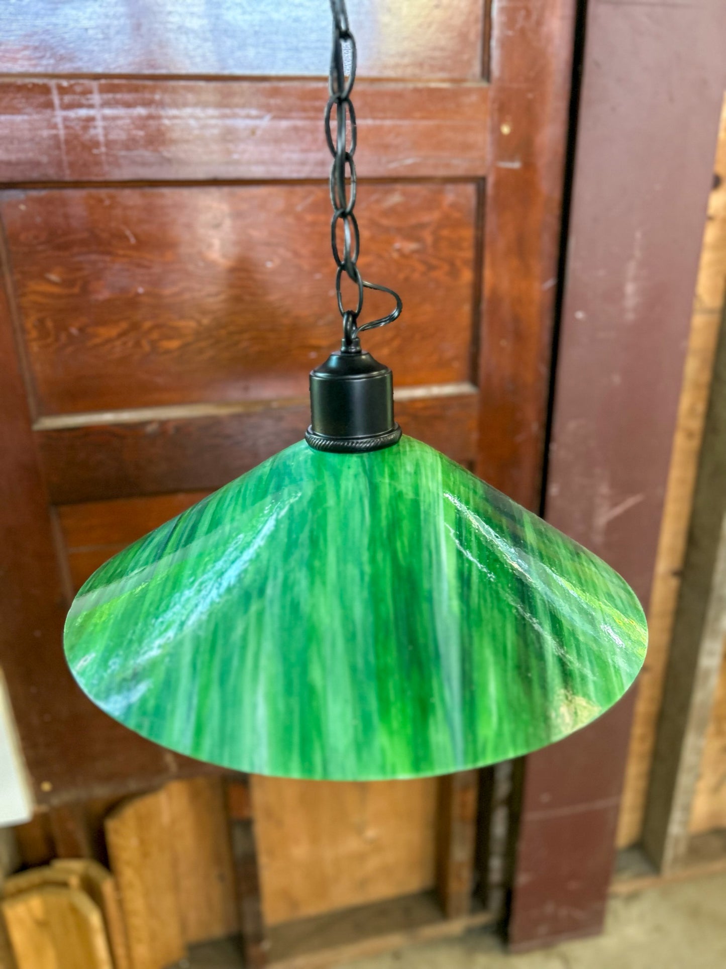 Green Stained Glass Pendant Light