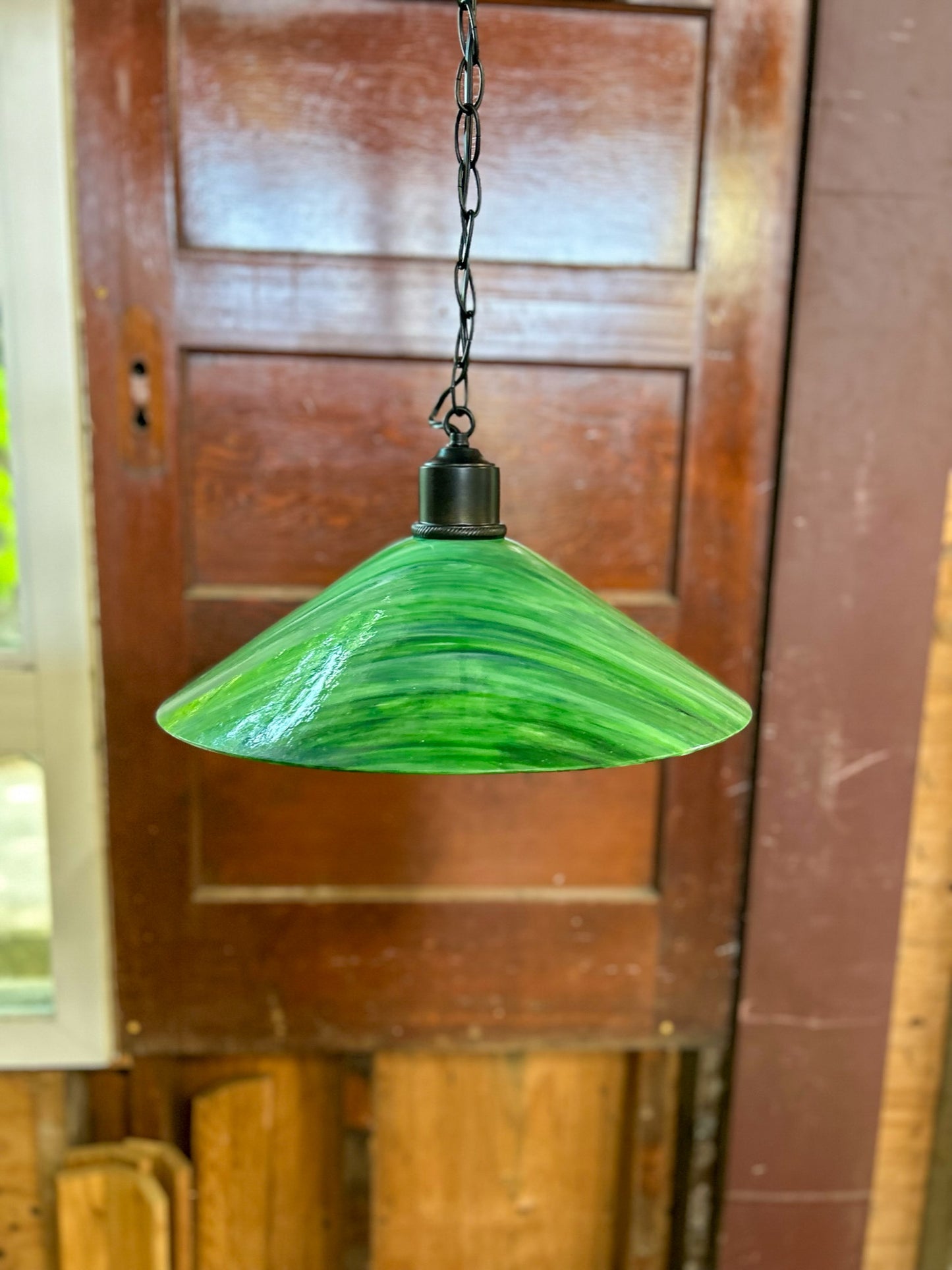 Green Stained Glass Pendant Light