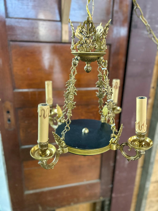 French Empire 4-Light Bronze Chandelier