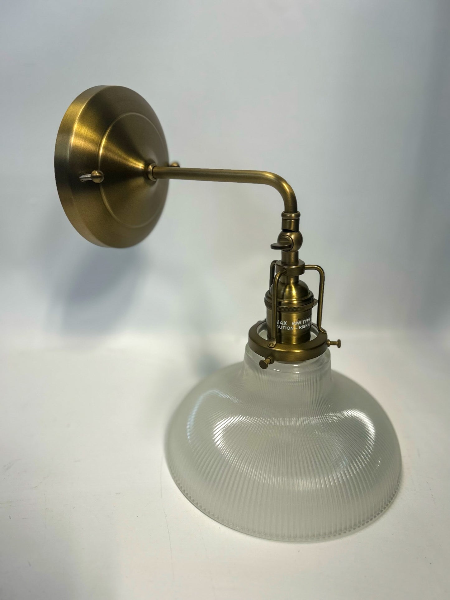 Fairview Traditional Single Sconce with Industrial Style Holophane Glass Shade