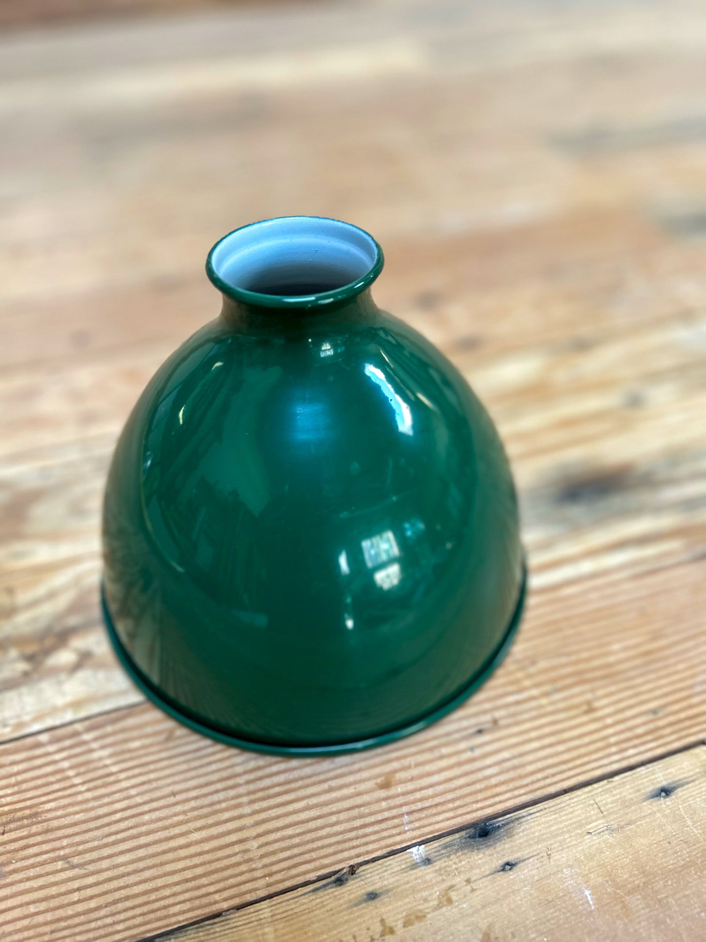 7" Industrial Painted Steel Dome Shade. Glossy Green