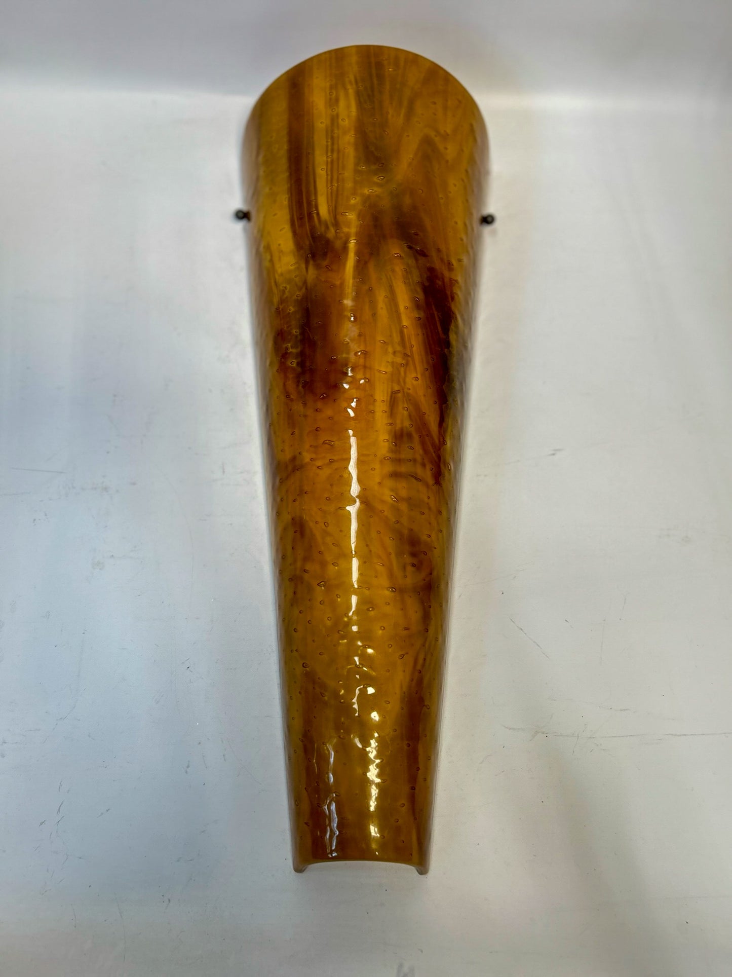 Curved Tapered Amber Swirl Glass Sconce